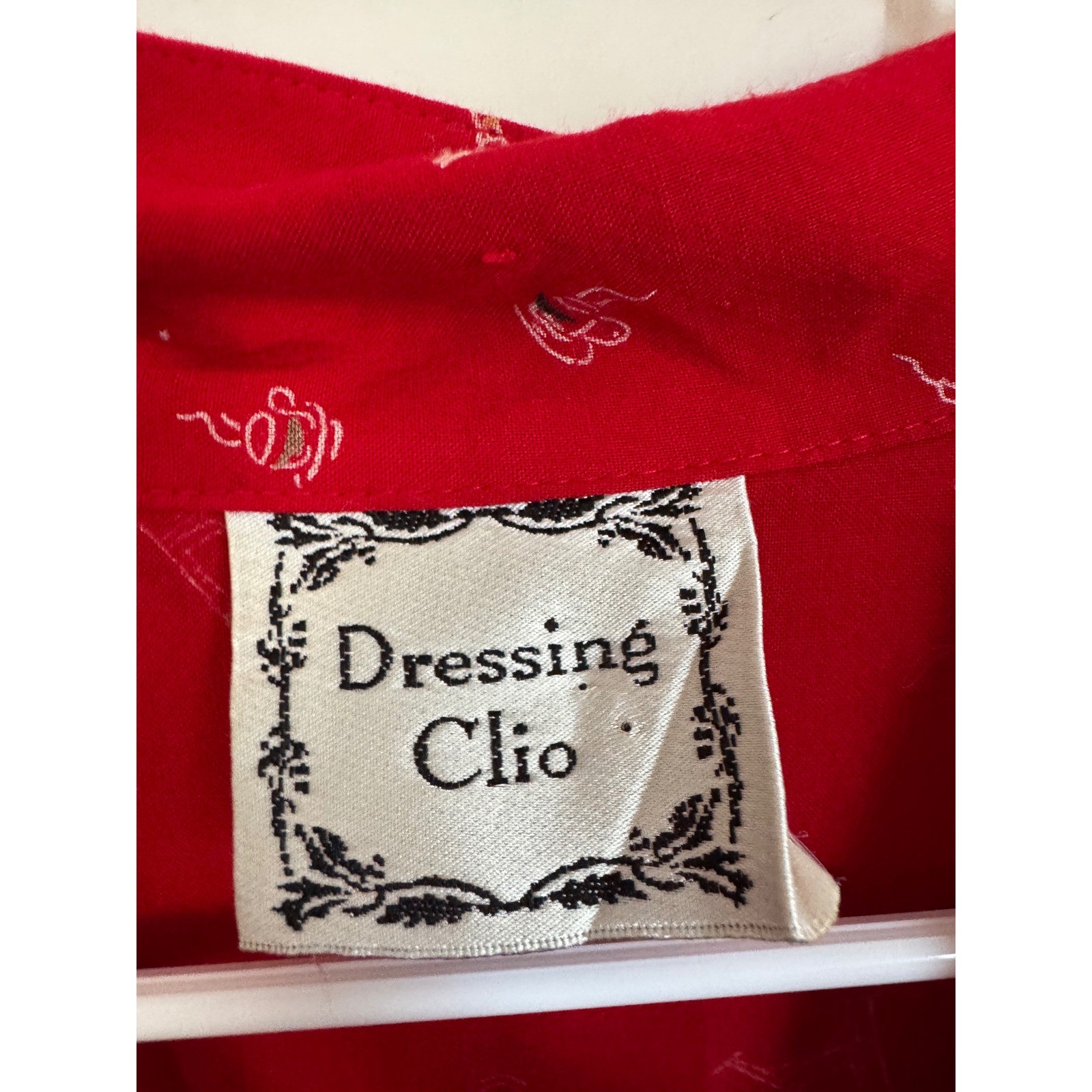 Vintage Dressing Clio red Eiffel Tower Parisian print red shirt dress size large