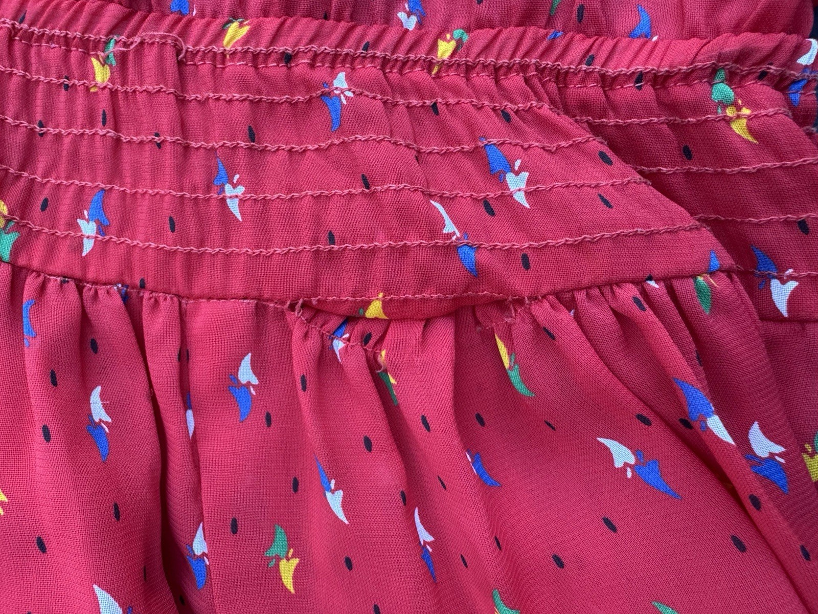 80s Vintage Assorti by Susan Freis Ruffle Midi Bodice Dress Large Colorful