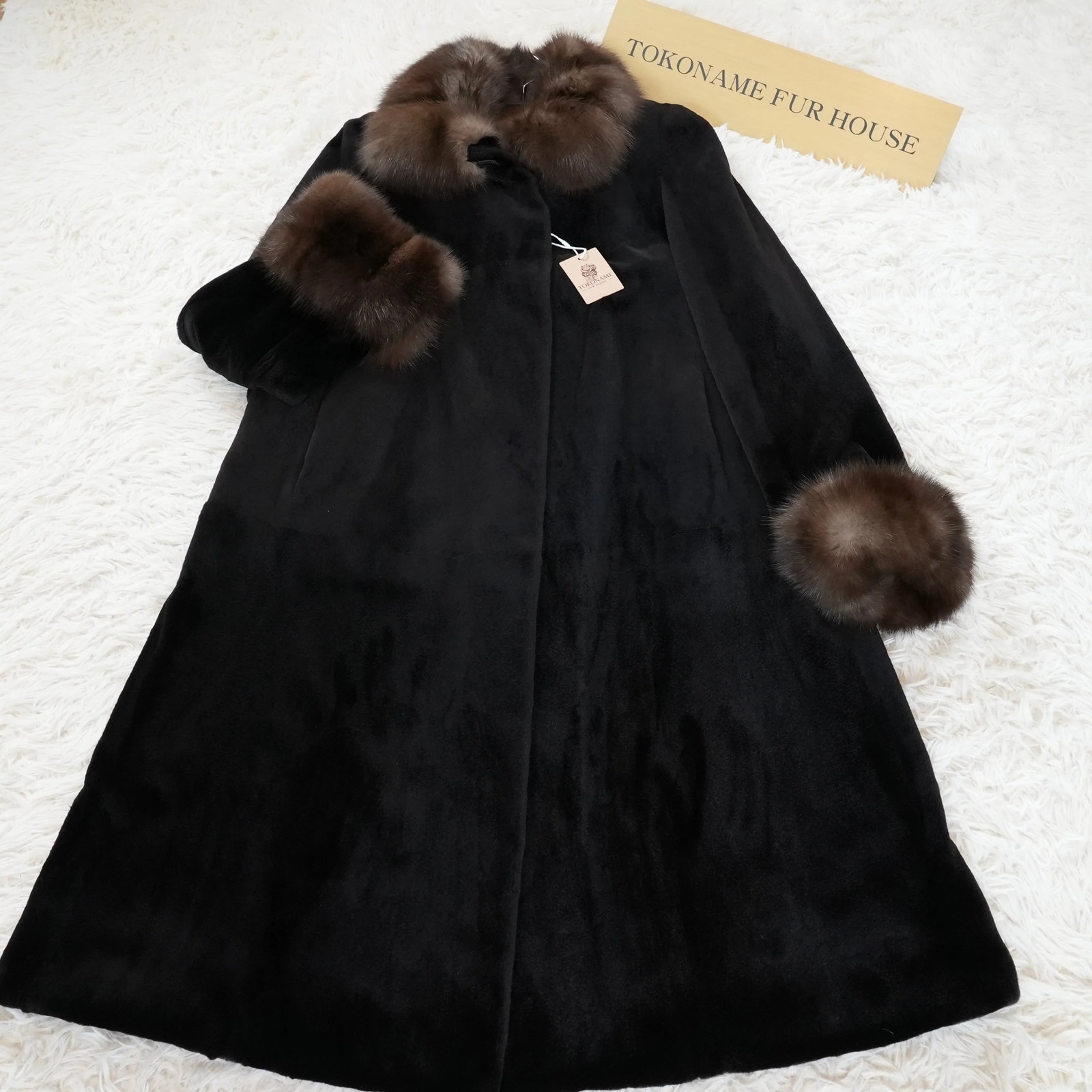 Shaved Mink and Russian Sable Trim Long Coat – Genuine Vintage Fur From Japan