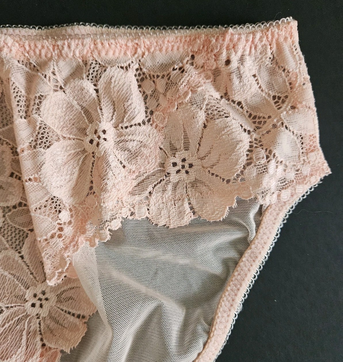 Vtg 90s Victorias Secret Lace Mesh Hi Cut Leg Medium Pink High Cut Panties NEW 2