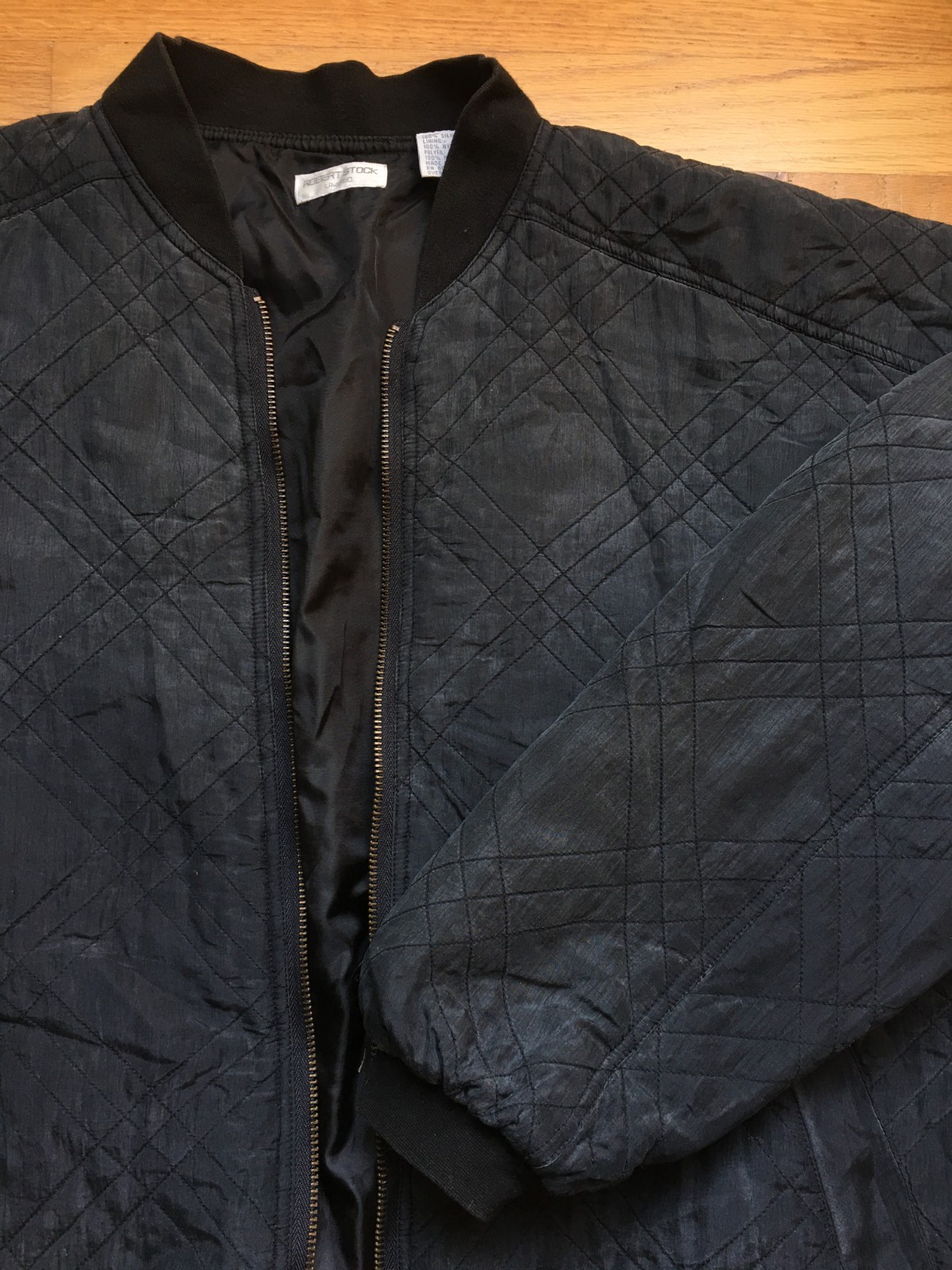 Vtg Silk Jacket 90s Robert Stock Limited Women’s Size Large Charcoal Gray Black