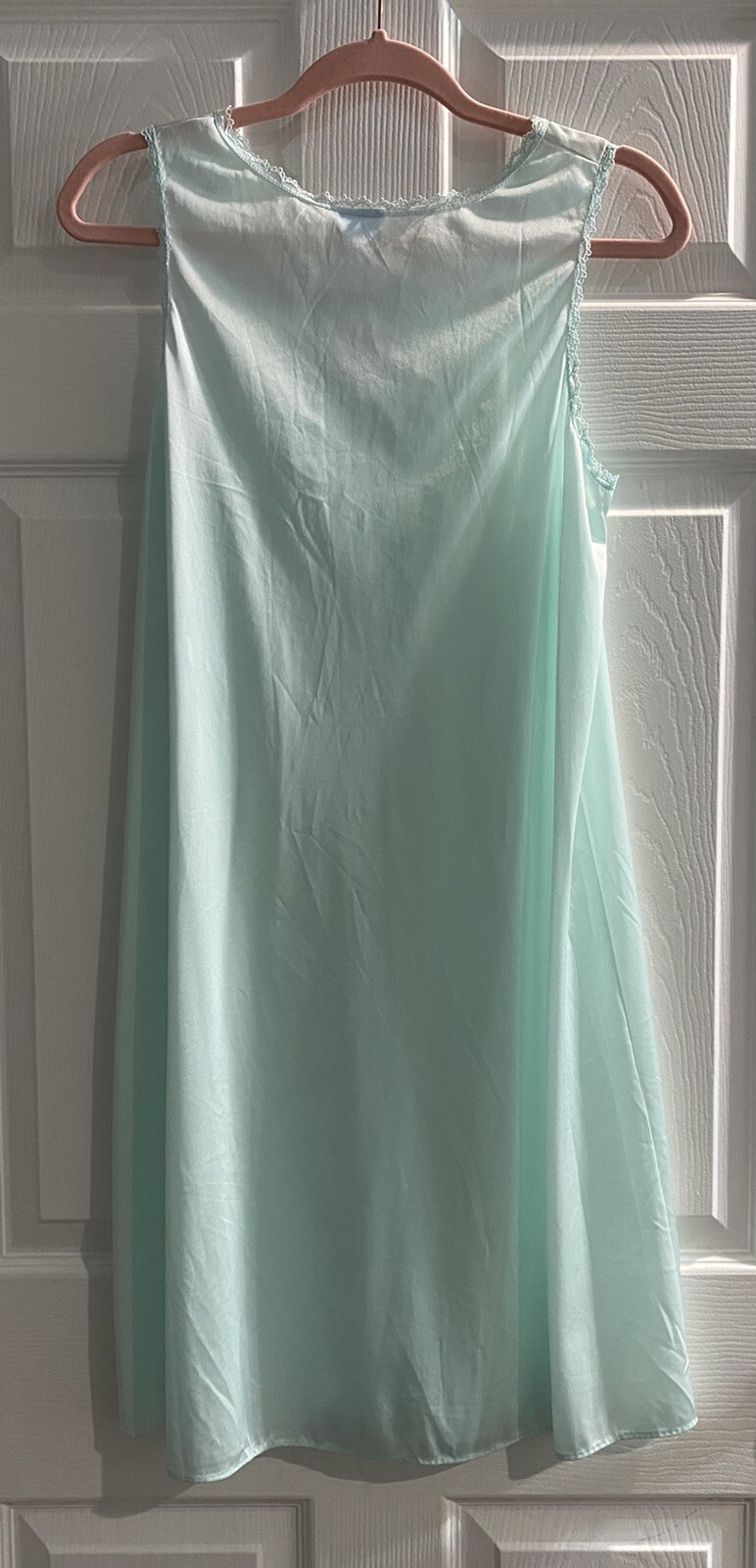 Vintage Nightgown Lorraine Baby Blue 100% Antron Nylon Gown Slip Small K36