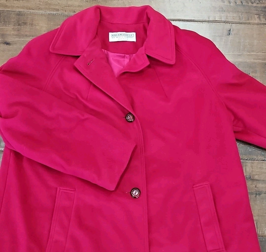 Vintage 70s Kashmiracle Wellington Red Coat Tea Length Fully Satin Lined L/XL