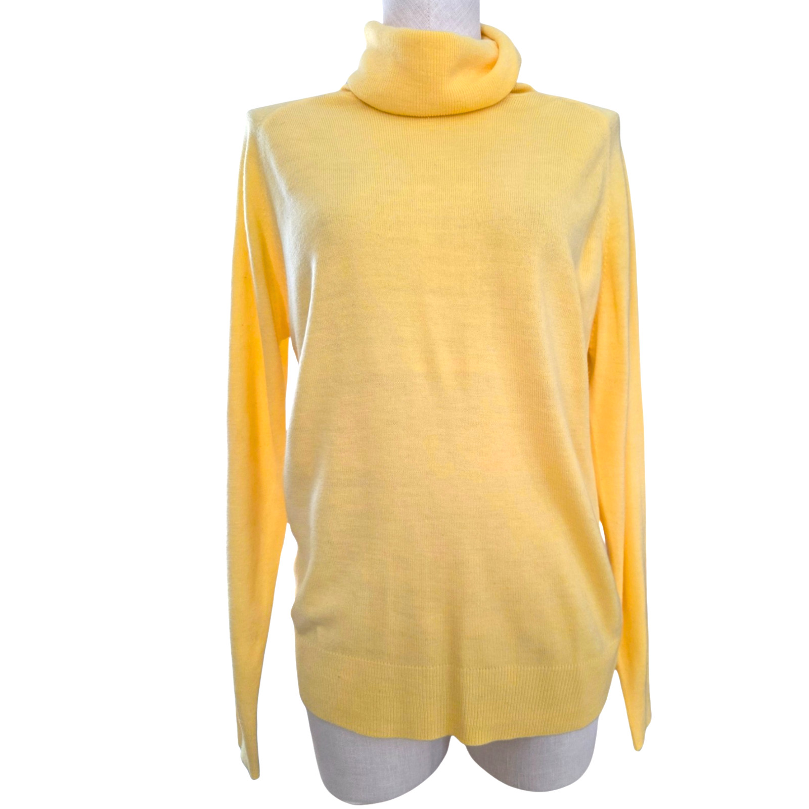 VTG Coruss Yellow Cowel Neck Sweater Women EU 42 US Large Vintage Knit Pullover