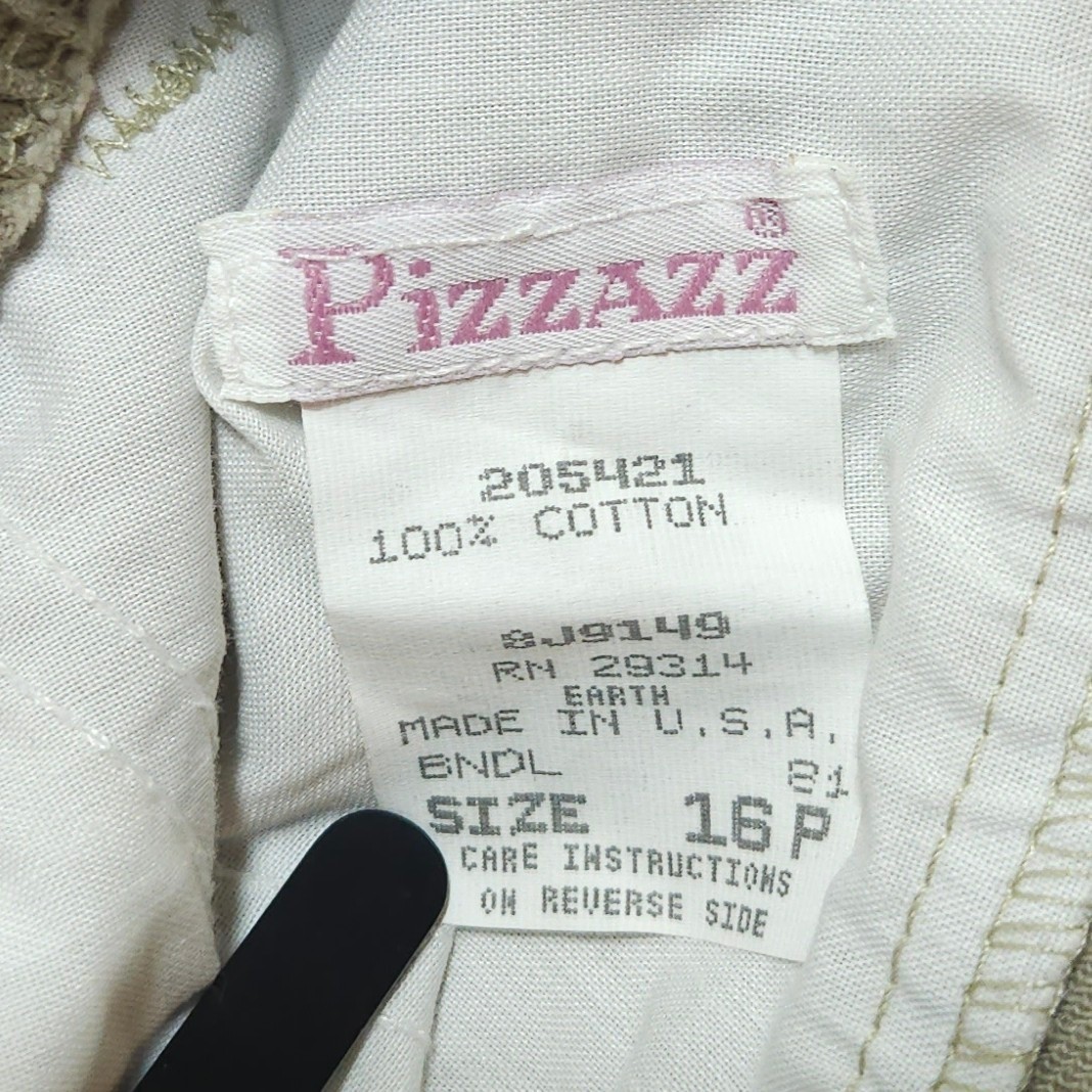 Vintage 90s Pizzazz High Waisted Khaki Pants Tapered Leg Cotton Mom Trousers 16P