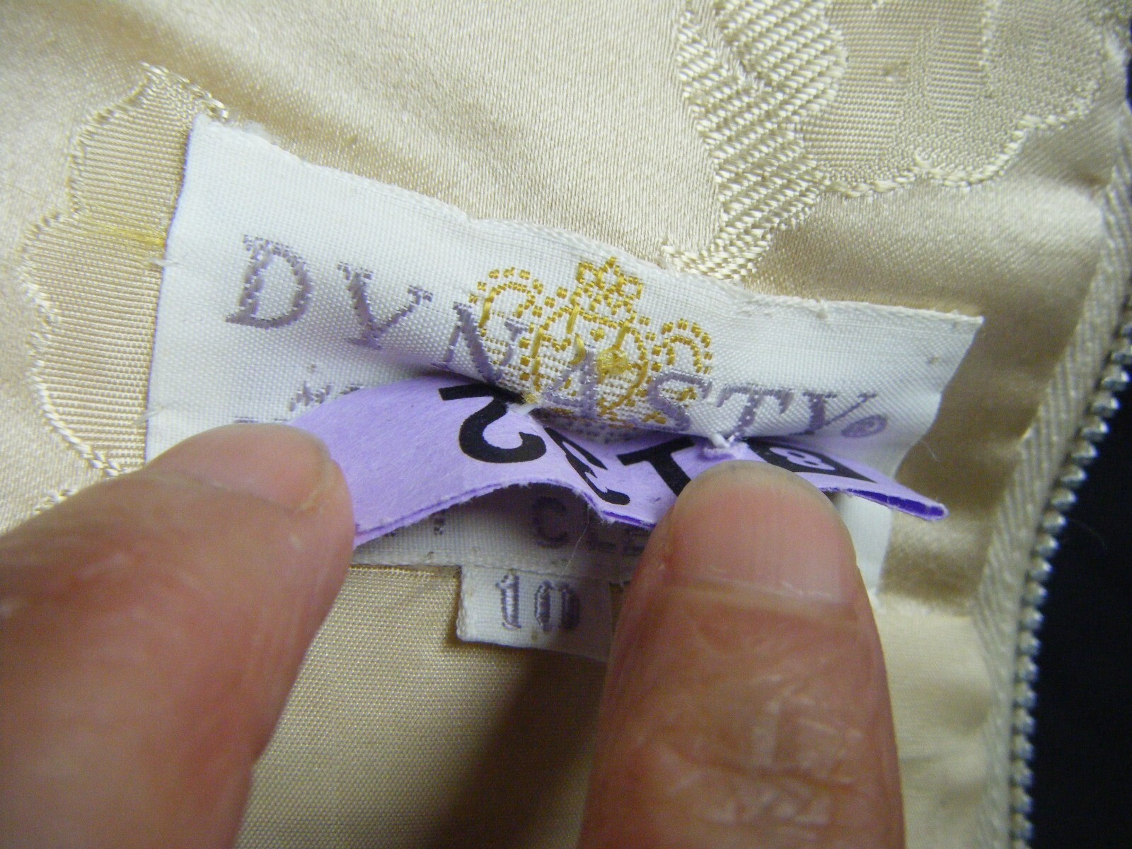 DYNASTY Vtg 50-60s Golden Floral Brocade Pure Silk Full Dress-Bust 37/2XS-XS