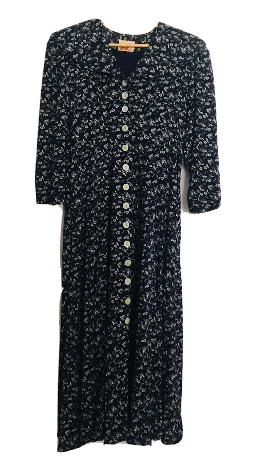 Vtg 70s 80s Maxi Dress Floral Grunge Festival Boho Cottage Core Button Down 8