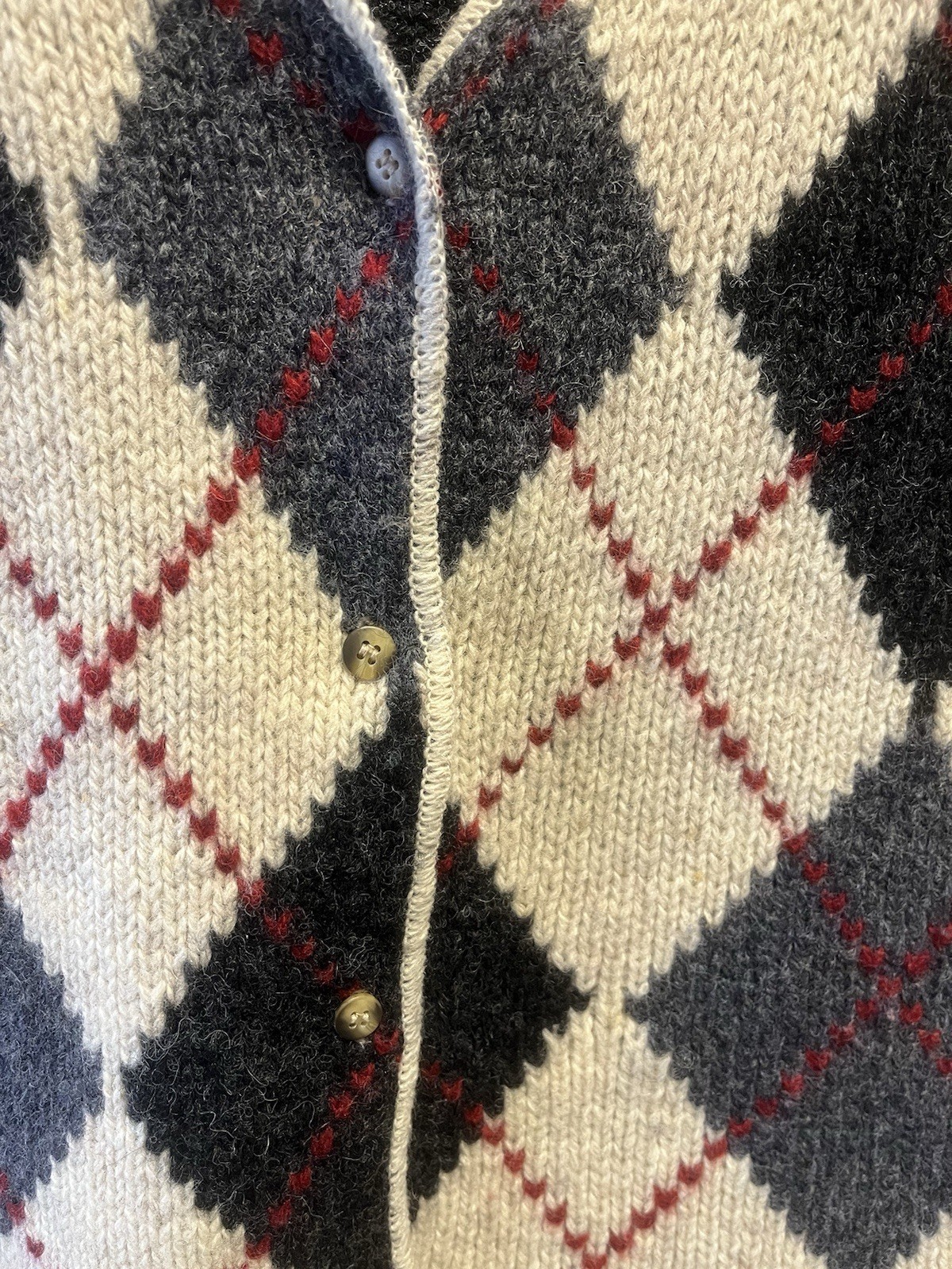 vtg Argyle Shetland wool button down vest Medium Potomac Collection Hong Kong