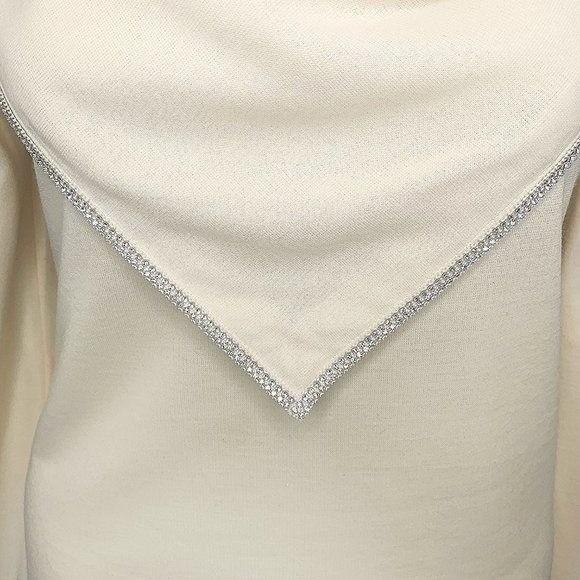 VINTAGE THREE FLAGGS CALIFORNIA RHINESTONE TRIM COWL NECK TOP – SZ 12