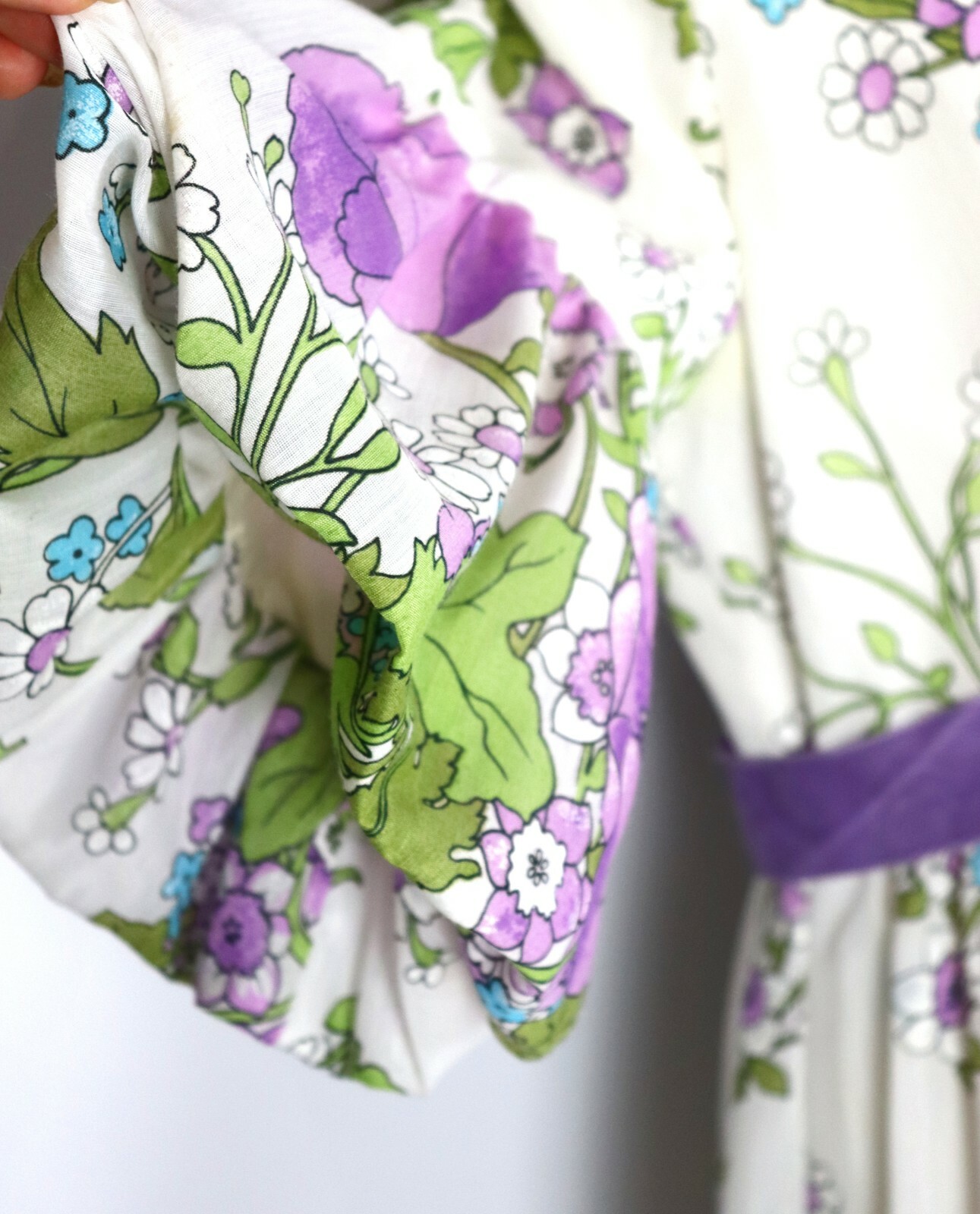 Purple Floral 70s Maxi Dress Ladies S Boho Hippy Retro Festival Prarie Vintage
