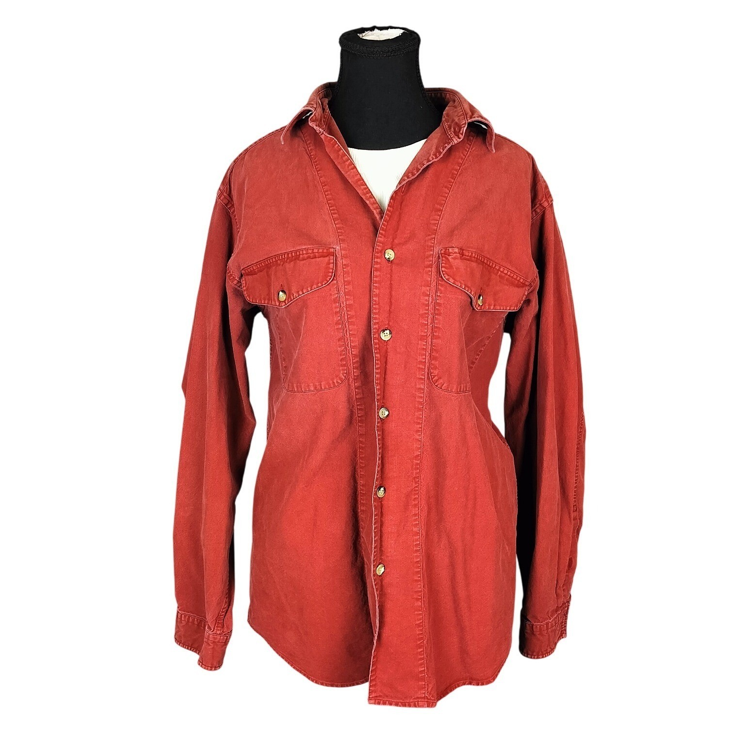 Vintage Banana Republic Safari era Cotton Twill Button Down Shirt Medium Red