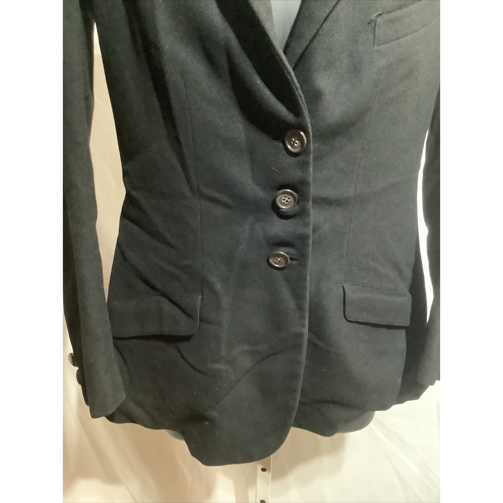 Black Wool Riding Jacket Vintage Equestrian Velvet Collar Size Small