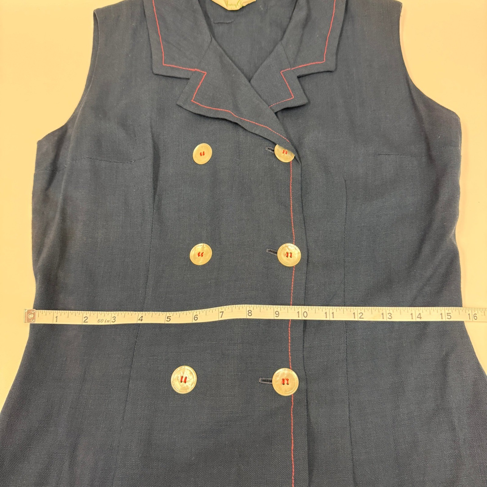 Vintage Nancy Greer Navy Blue Sailor Nautical Sheath Dress 60s ILGWU Made in USA