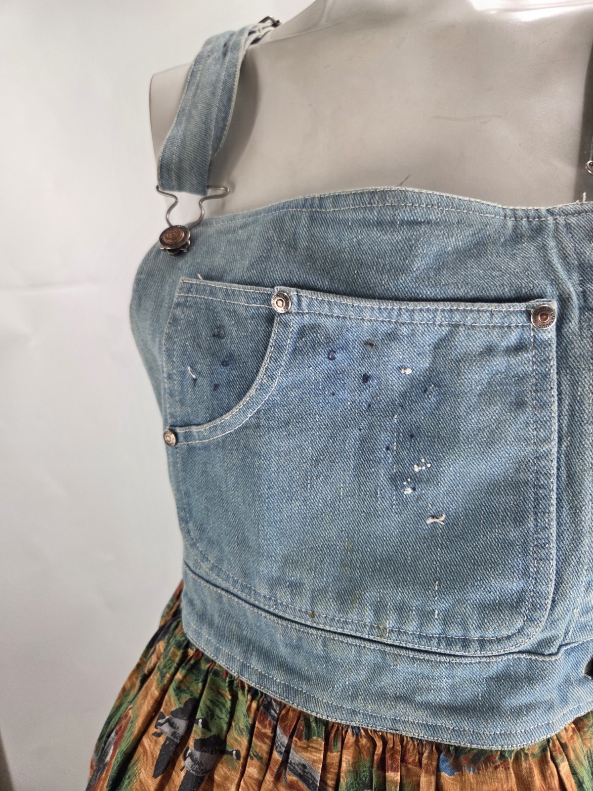 Bonjour Women’s Dress Small Vintage Boho Dog Huntin Print Overall Fit Flare