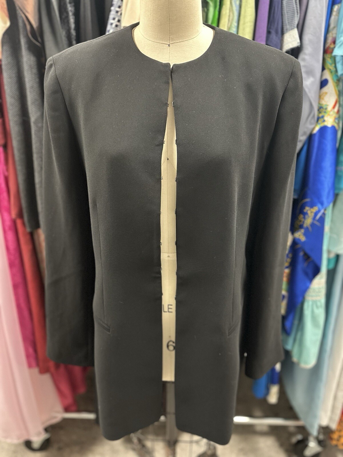 Designer Emanuel Ungaro Inky Black Blazer Jacket Womens Size Large 14/48