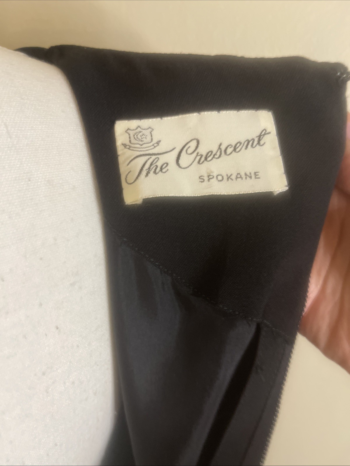 Vintage The Crescent Spokane Black Ruffle Cocktail Dress ILGWU Union Made