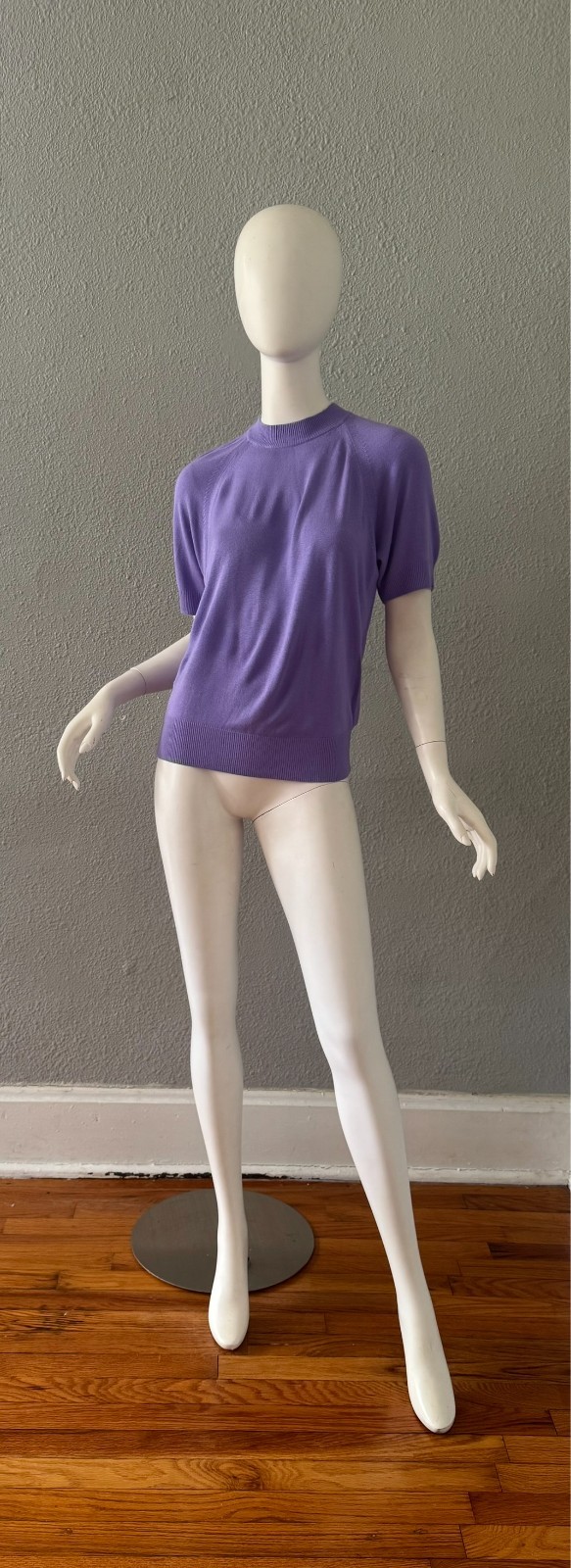 Vintage 70s Lavender Purple Mock Knit Pullover Sweater Top S