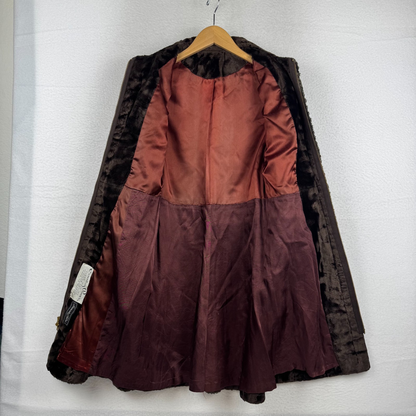 Vintage 70s 80s Country Pacer Womens ~Small Brown Faux Fur Long Brown Coat Fancy