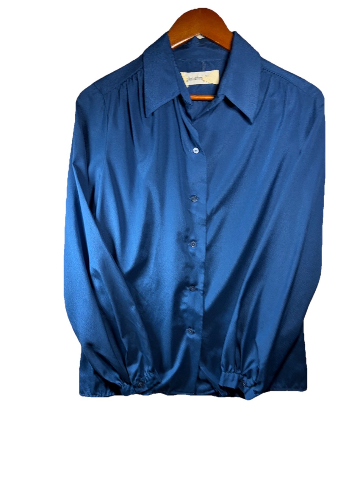 Vintage Bill Atkinson Glen Of Michigan Blue Button Up Blouse 1950’s Size Small