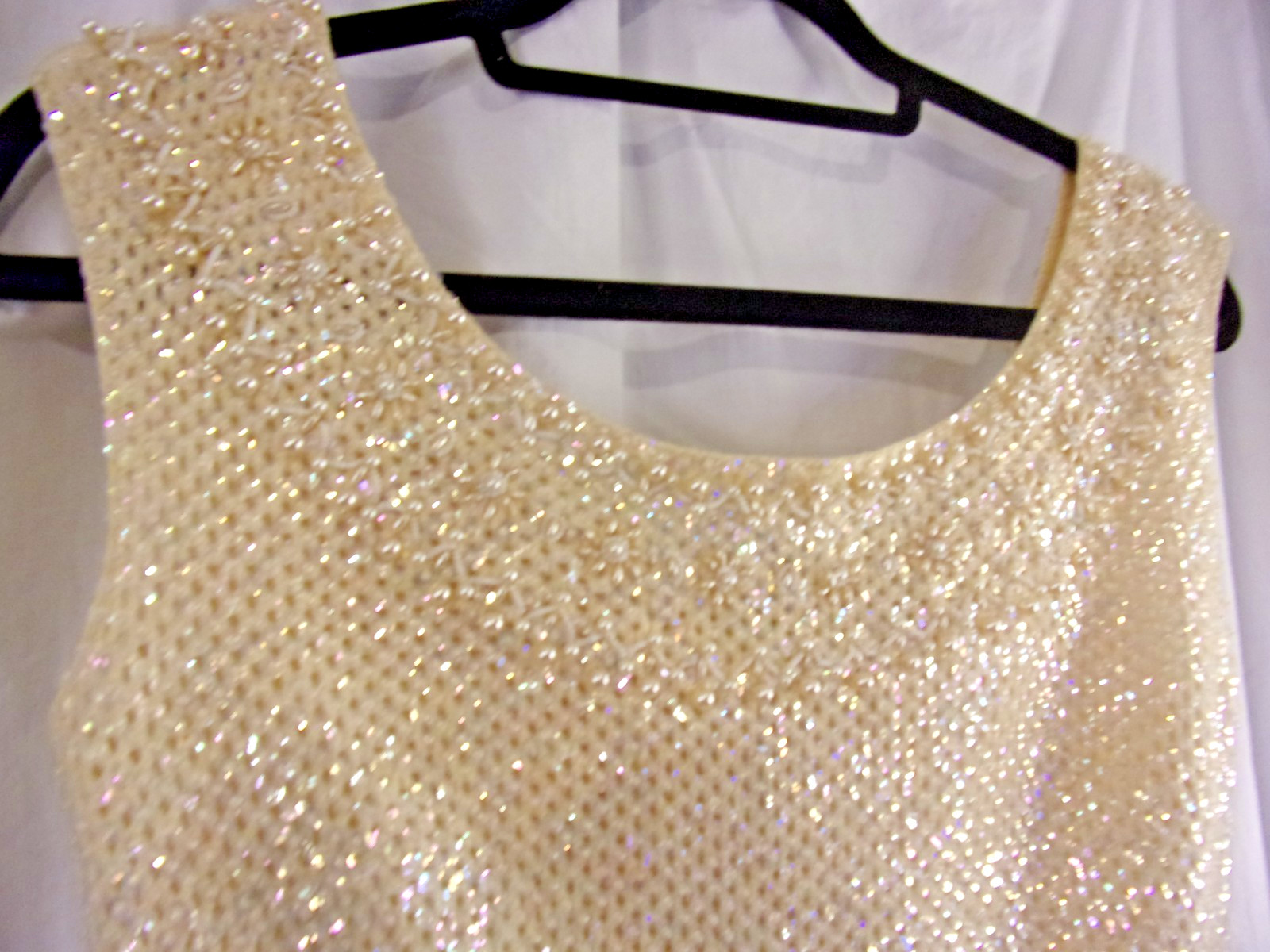Gene Shelly’s Boutique Internationale Dress Ivory Crystal Cocktail Dress S/ M