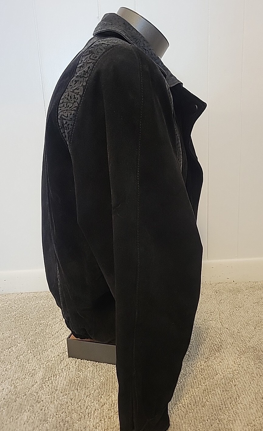 Greg Adams Vintage Black Leather Suede Zip Front Jacket Size M Argentina