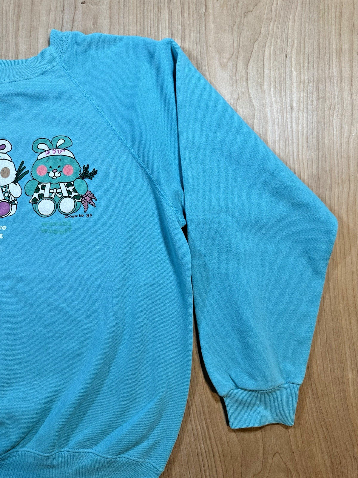 vintage 1987 japanese bunny rabbit CUTE SWEATSHIRT hanes L KAWAII aya-ko MOCHI