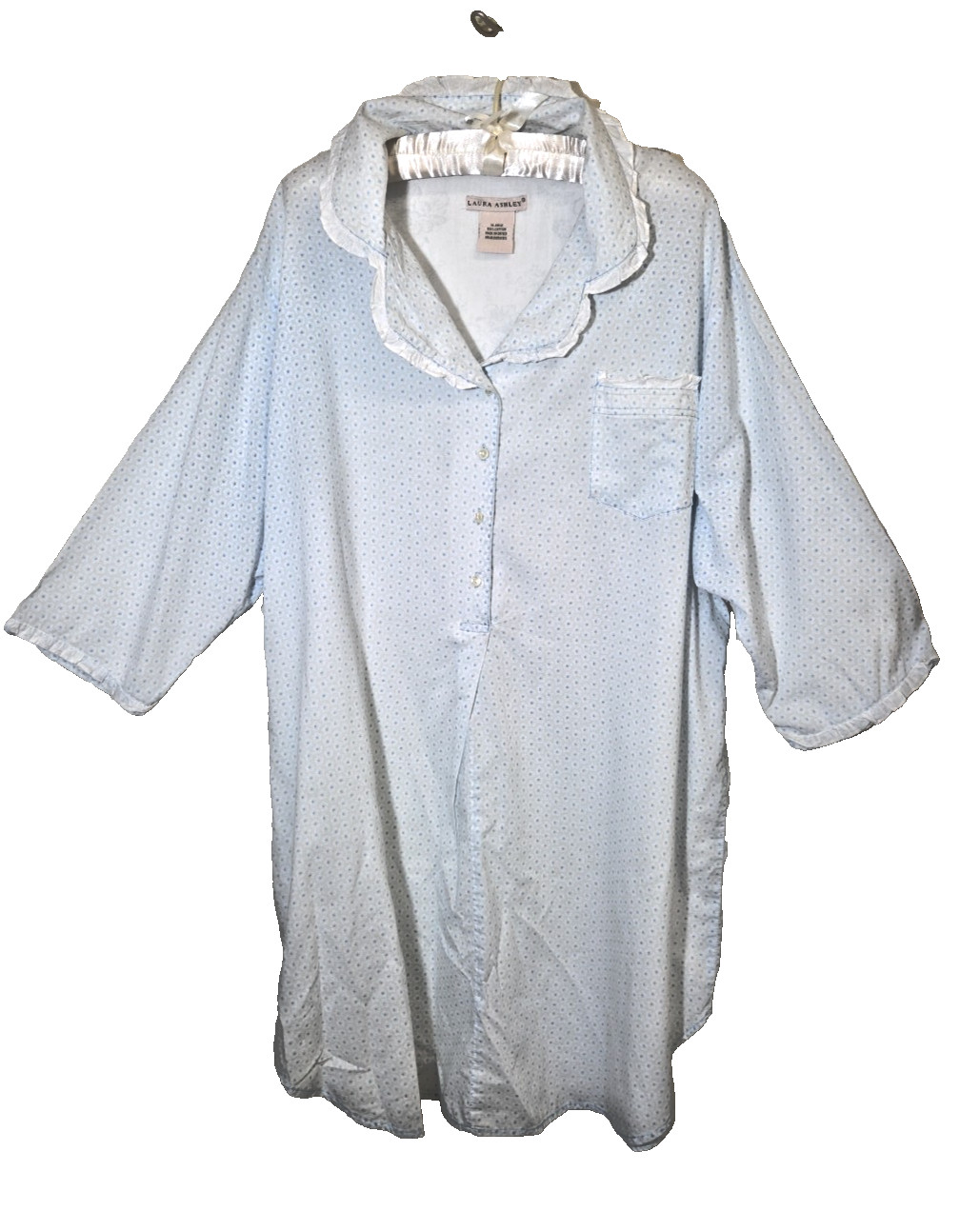 Vintage Laura Ashley Nightgown Blue Cotton Floral Rose Cottage Prairie XL UAE