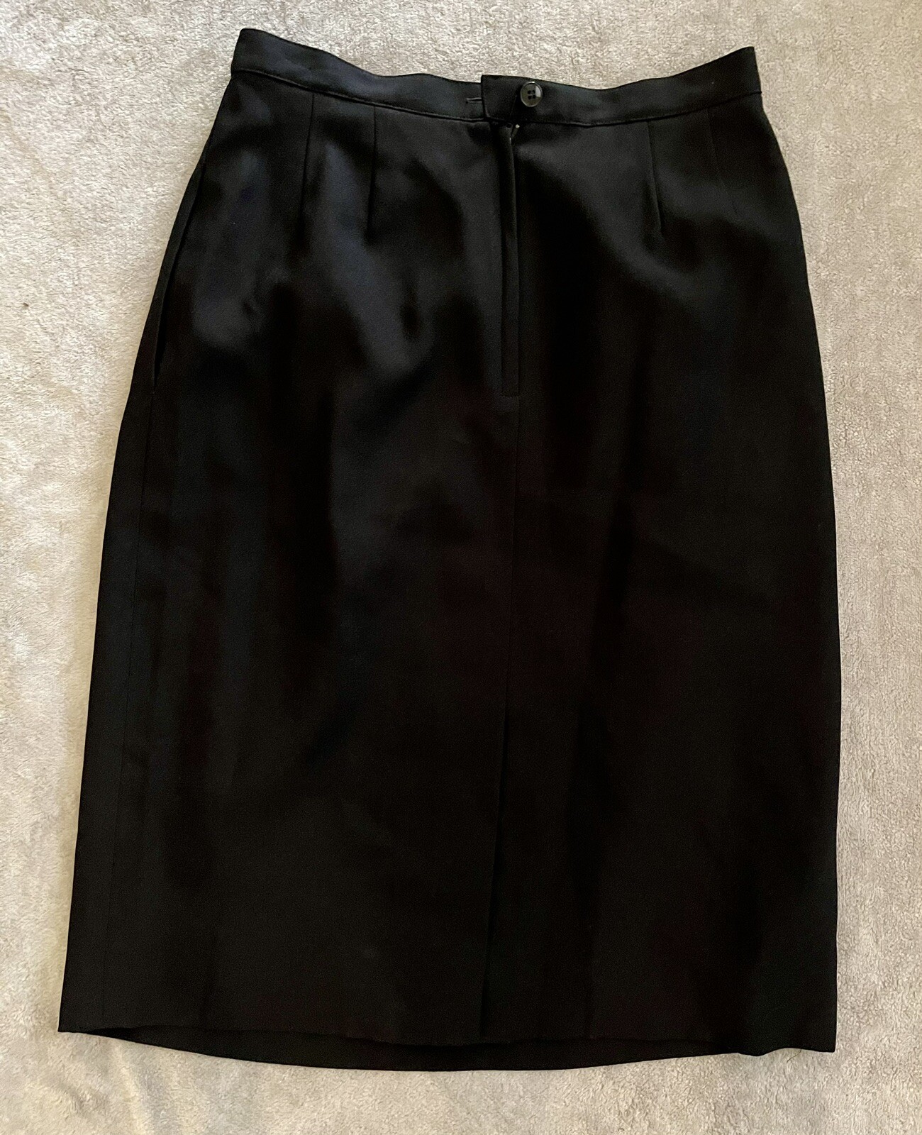 VNTG SASSCO High Waist Black Women’s Skirt sz 8P Button & Zip Lined Slit Hem l👀