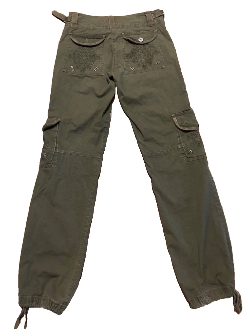 Y2K Women’s Vintage Clash Grunge Cargo Pants Size 0 Low Rise DRAWSTRING Legs