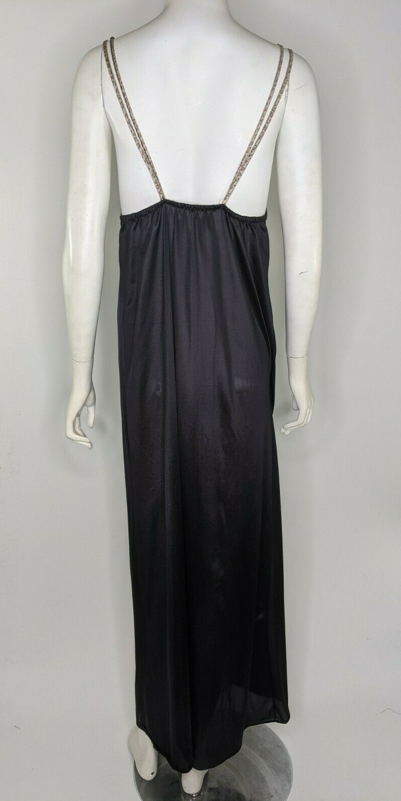 Vintage Nightgown Animal Print Lingerie Undercover Wear Pajama Dress Black Vtg M