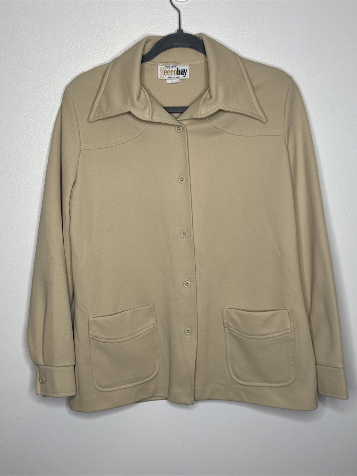 Vintage 70’s Ecco Bay Polyester Shirt Jacket Size 8 Tan
