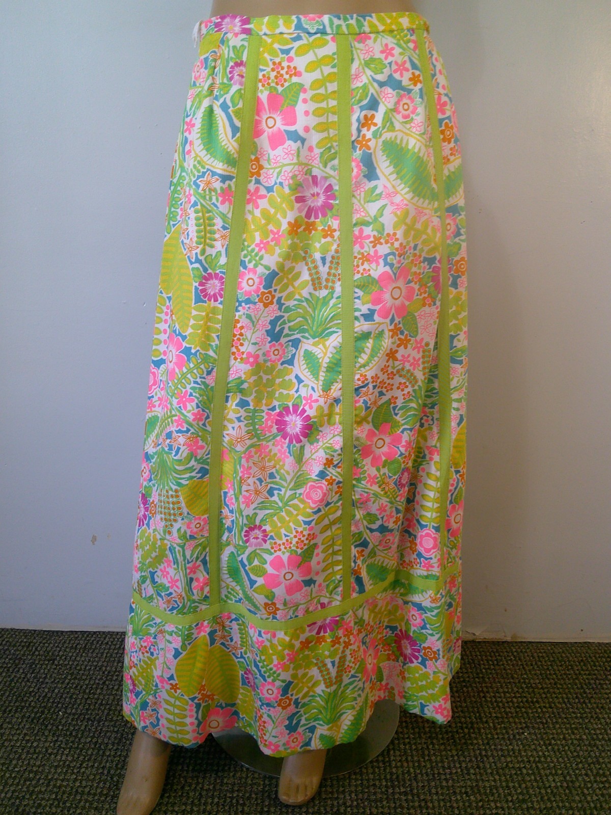 Vtg 60’s JAMISON BOUTIQUE 2 pc Lilly Style Neon Floral Tunic Top & Maxi Skirt M