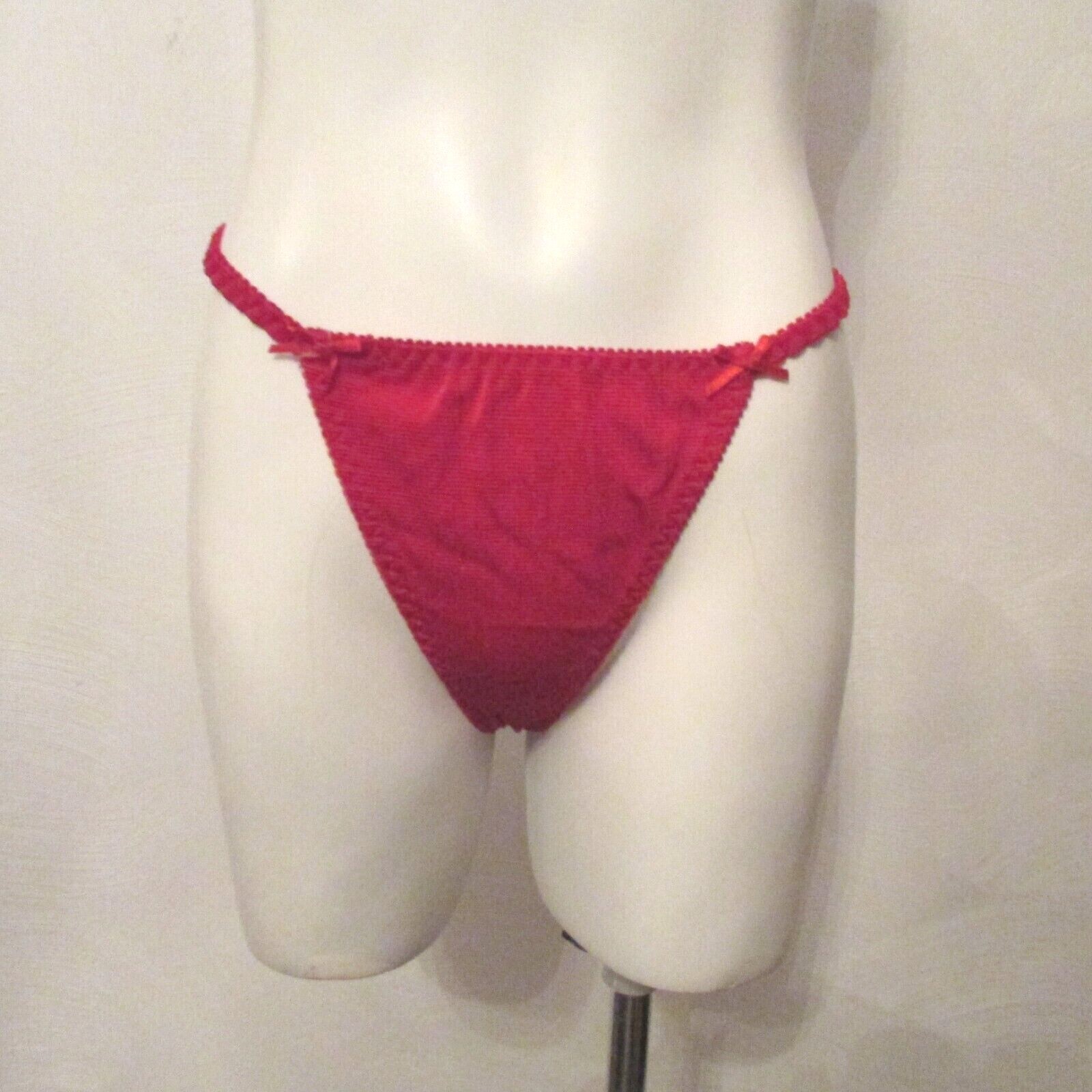 Van Dale Red Ribbed Stretch Nylon Spandex Hipster String Bikini Panties fits S-L