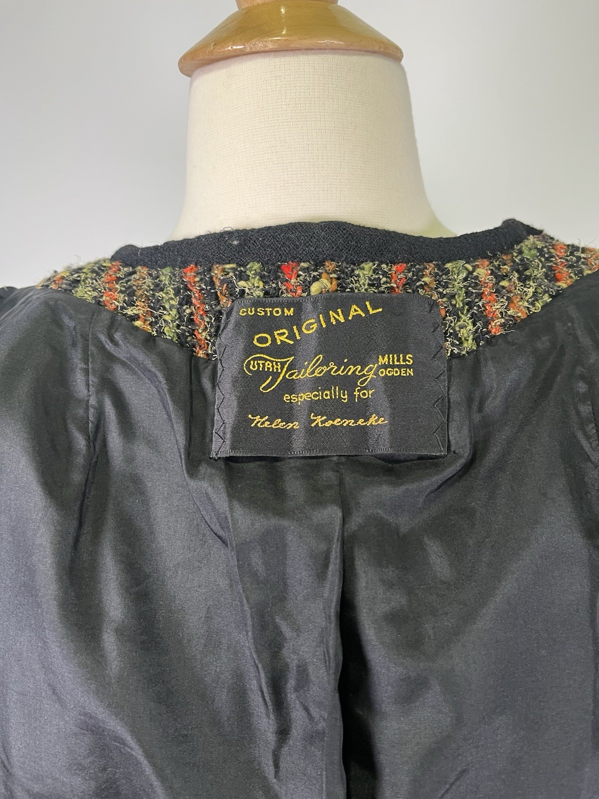 VTG 50s Lesur Paris Fabric Custom Boucle Jacket Tailored Cropped Tweed Designer