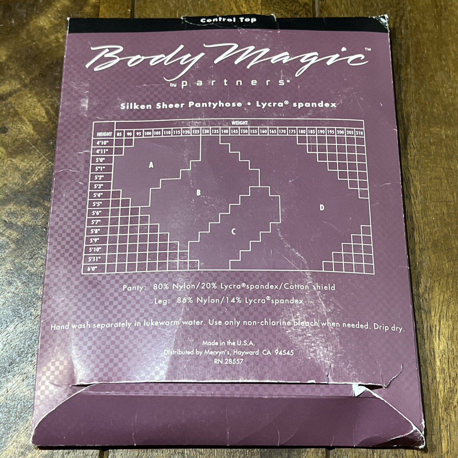 Vintage Body Magic By Partners Sz B Ivory Control Top Sandalfoot Sheer Pantyhose