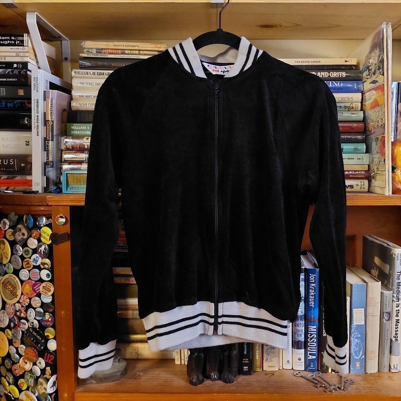 Vintage black and grey velour track suit.