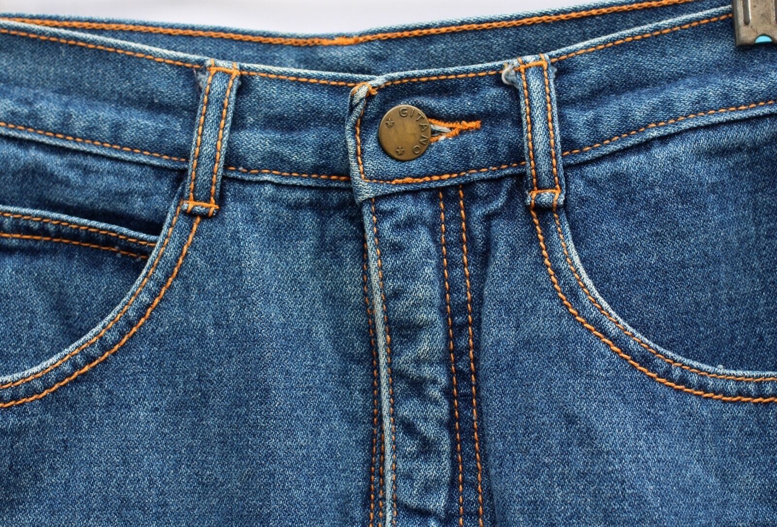 1980s Vintage Gitano High Waist Denim Skirt Knee Mini Dark Wash Straight Size 4