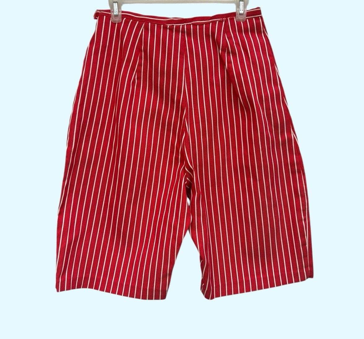Vtg 1950s Shorts Rockabilly Pin Up Striped Red High Waist Talon Metal Zip 28”w