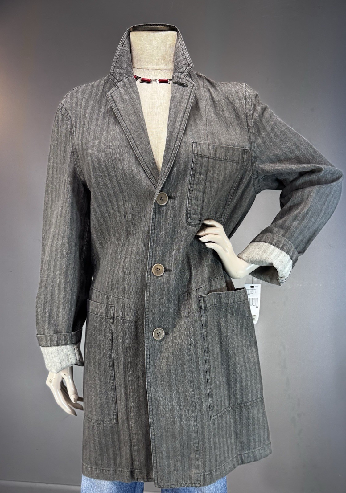 DKNY graphite hbt Denim Chore Jacket Vintage 90s Workwear Cotton Coat NOS NWT