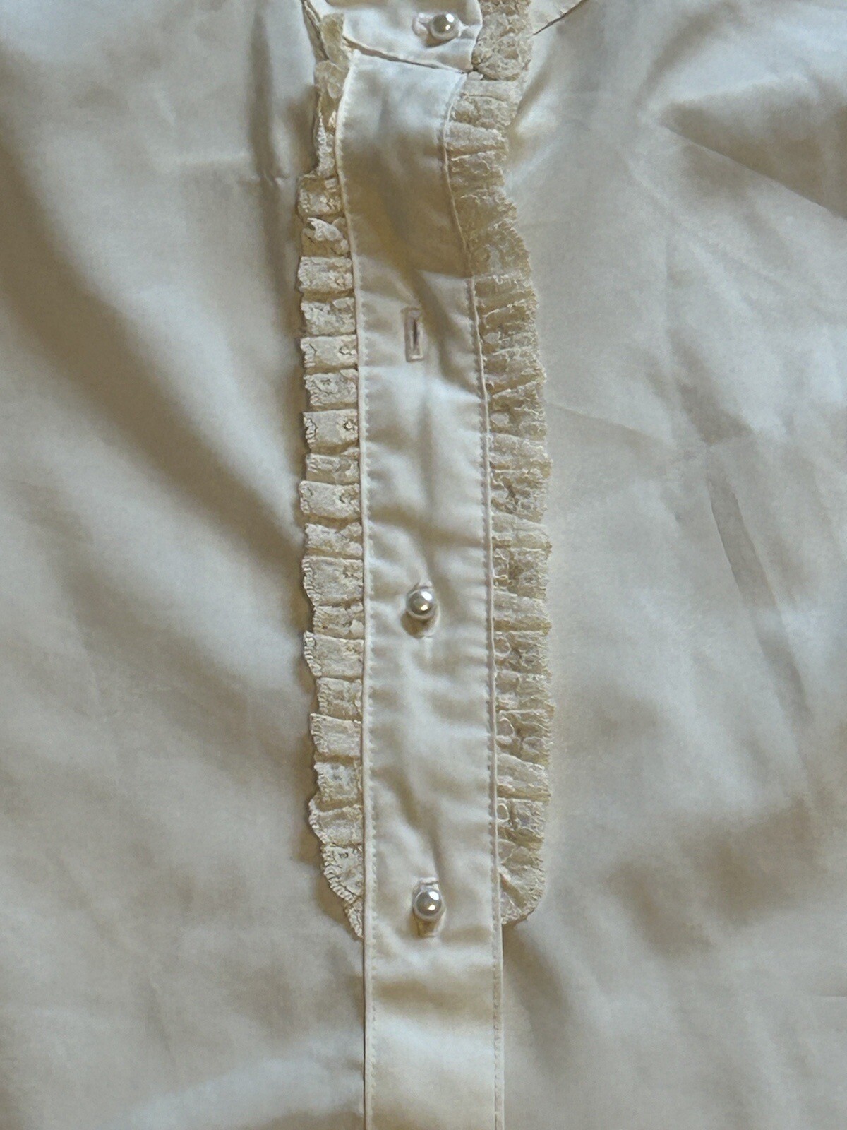 vintage sears jr bazaar 70s Button Down Shirt Ivory Secretary Geek Cottage