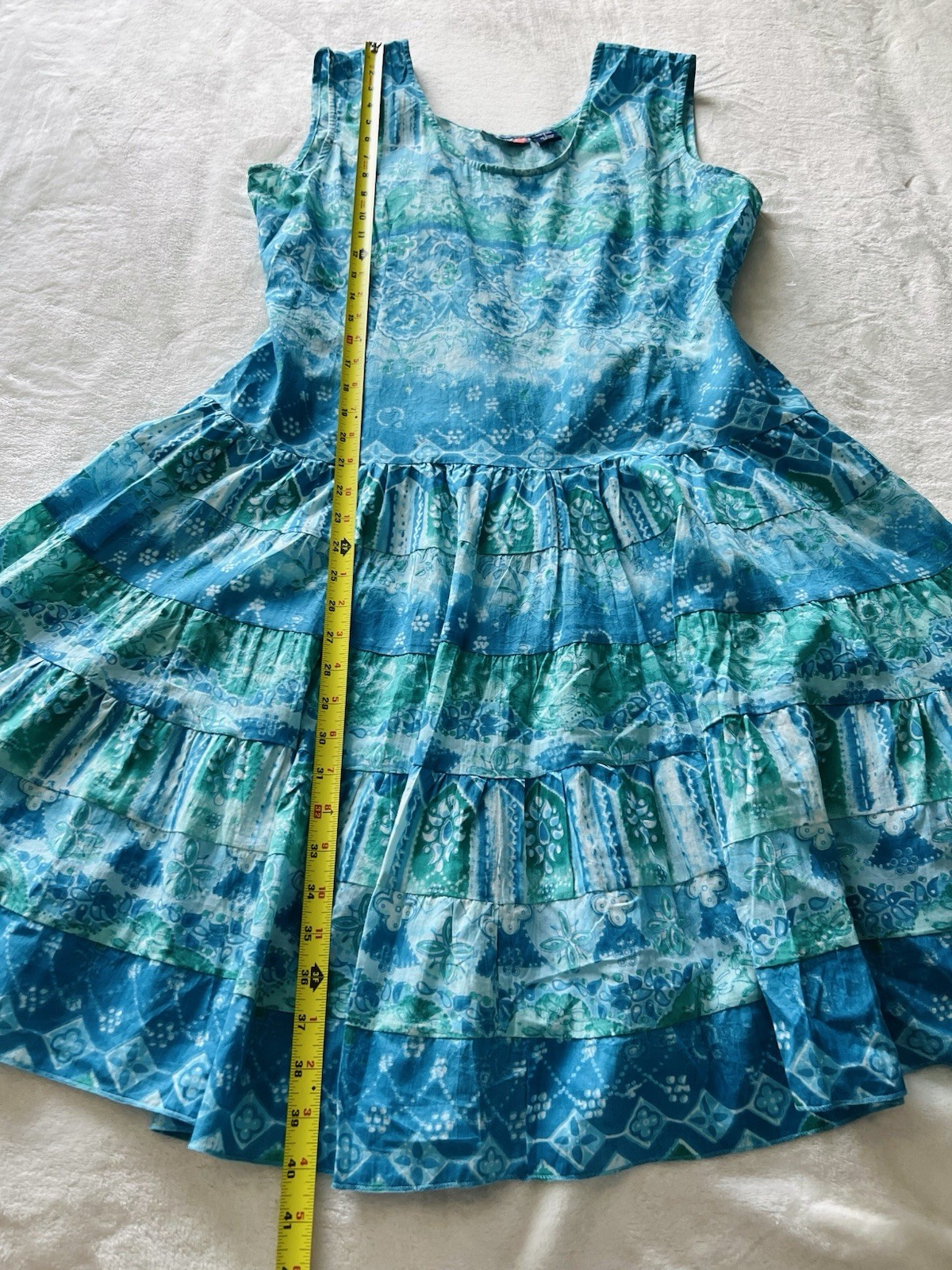 Vintage Phool India Boho Dress Lace Up Back Cotton Sundress COLORFUL Sz L NWOT