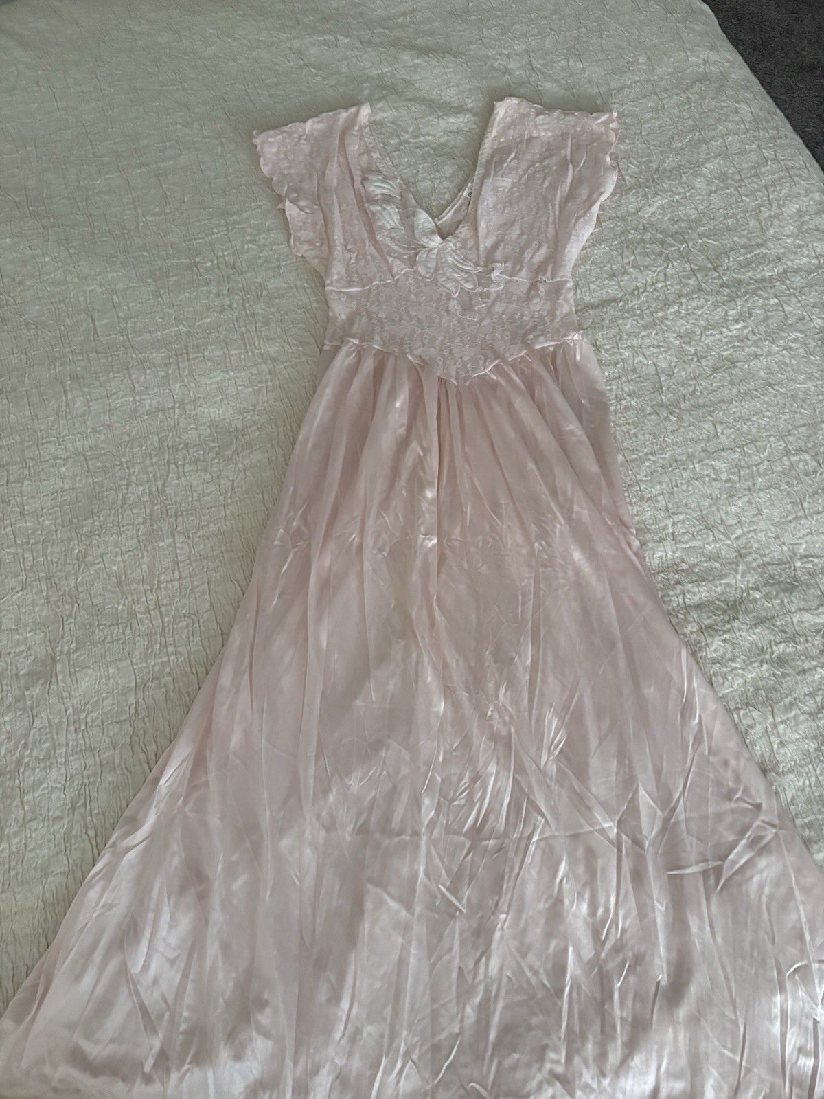 Vintage Cinema Etoile Pink Lace Slip Nightgown, Size M Regular, VTG