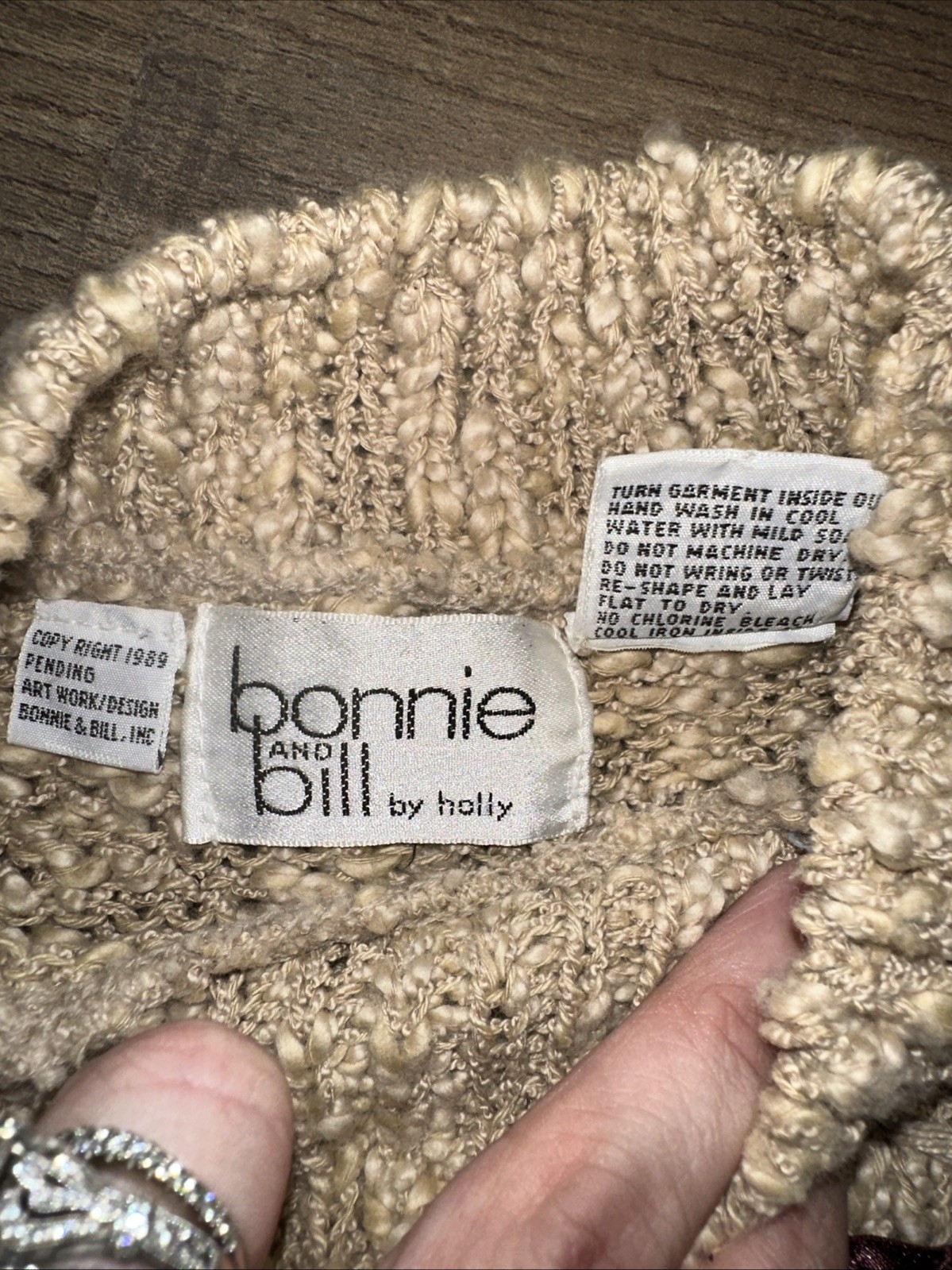 TWO Vintage 80s Bonnie & Bill Applique Sweaters M Chunky Knit Artsy Flower Boho
