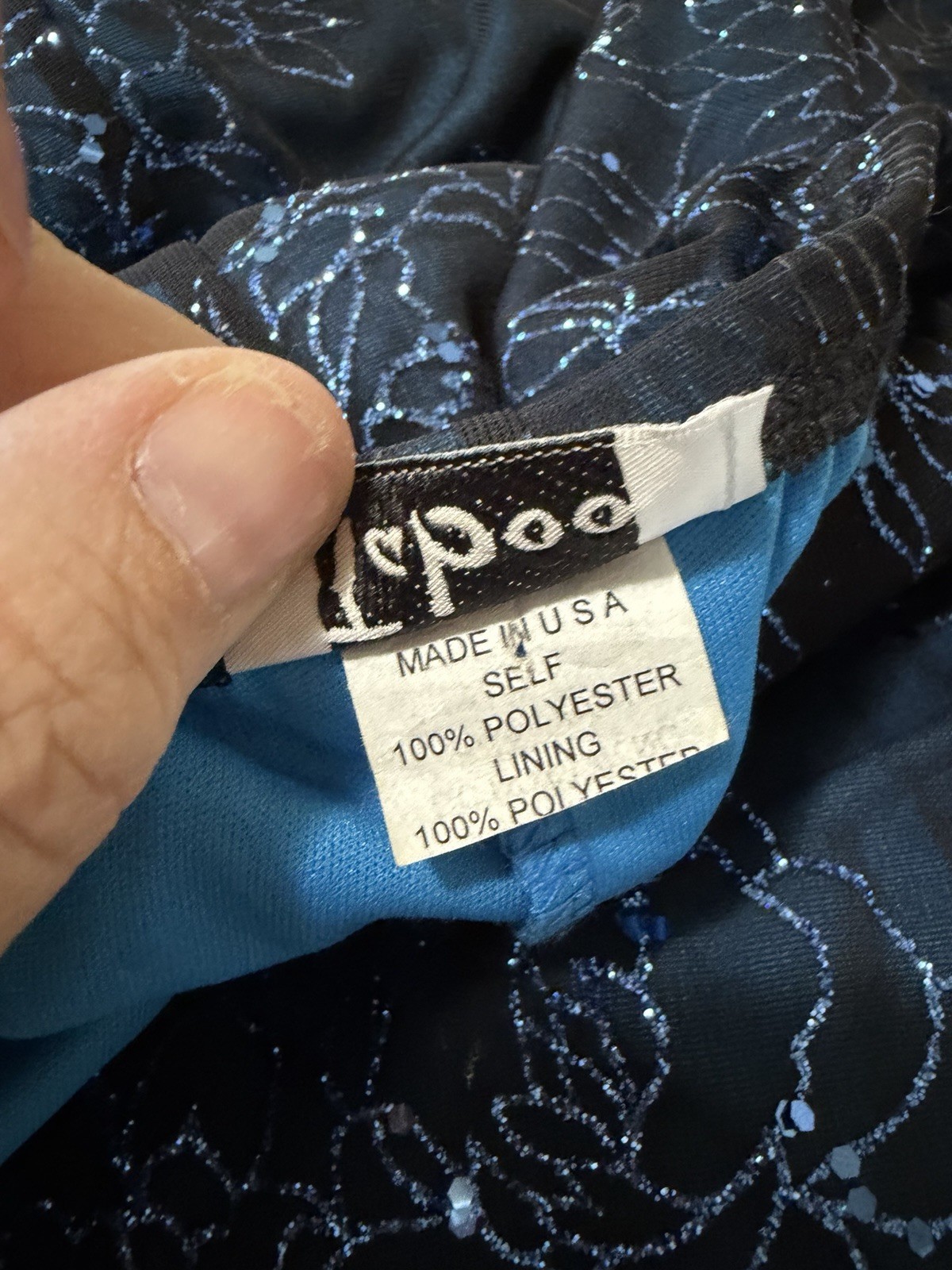 Vintage Y2K Taboo Black Halter Dress Glitter Blue Fairycore Prom Size XL
