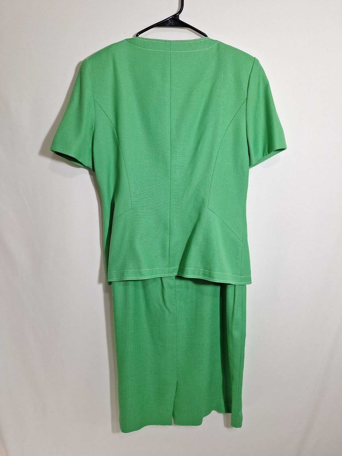 Vtg 80s Constance Saunders by Nahdree Green Skirt Suit Set Viscose Sz 12 Large