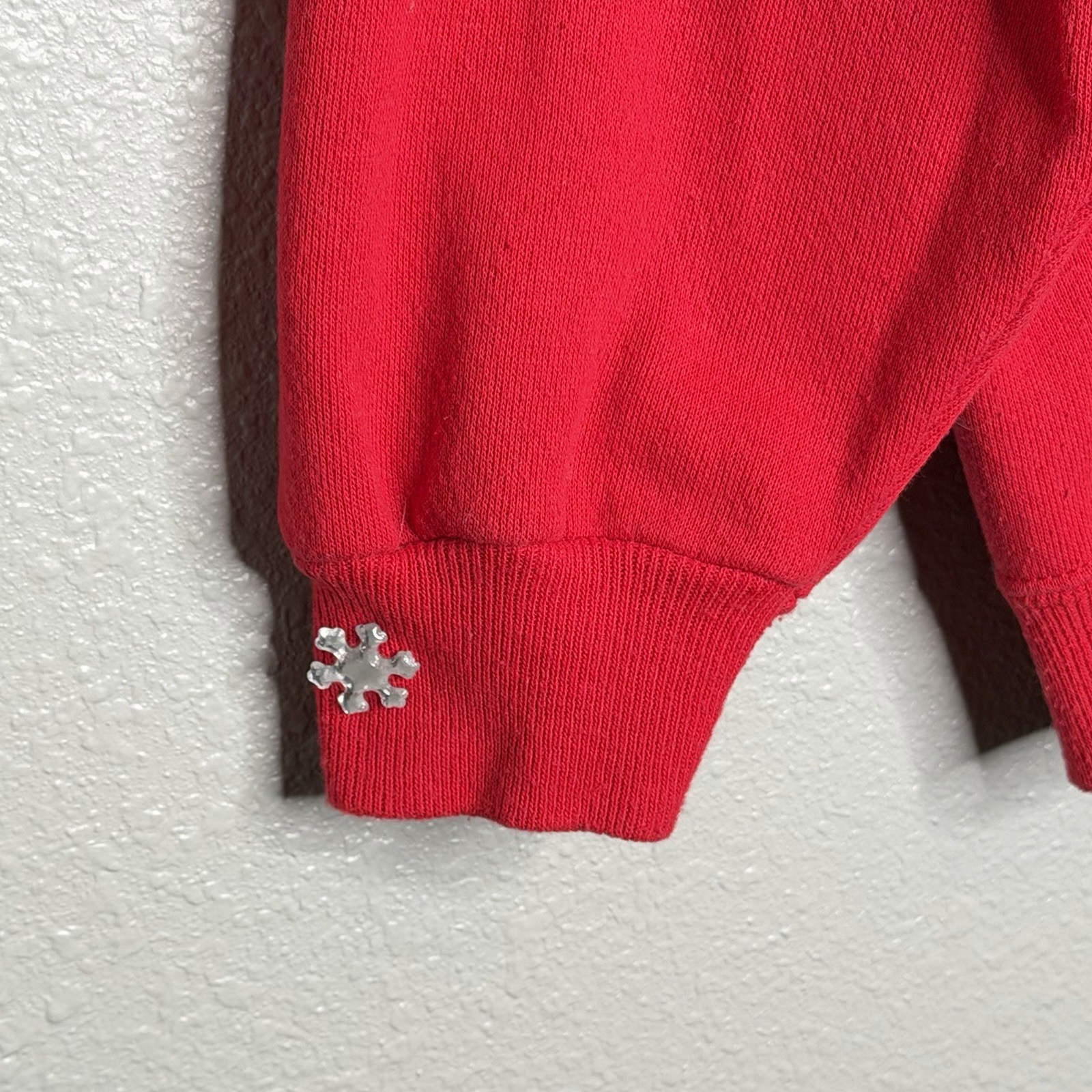 VTG 90s Handmade Christmas Tree Sweatshirt Women L Hanes USA Holiday Cozy Sequin