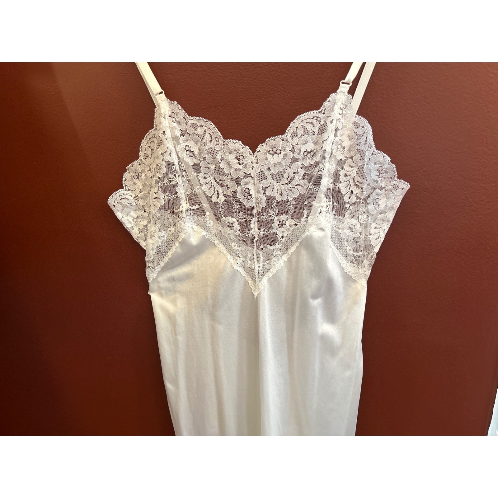 Vintage Greenco Maid Full Slip White Floral Lace Coquette Bridal Romantic