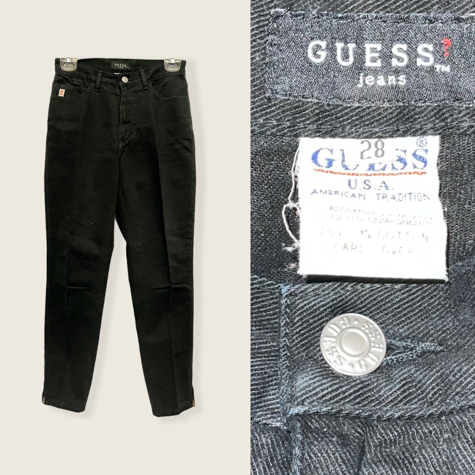 VTG 90s Guess Jeans Georges Marciano 28X26 High Waisted Tapered Leg Ankle Zipper