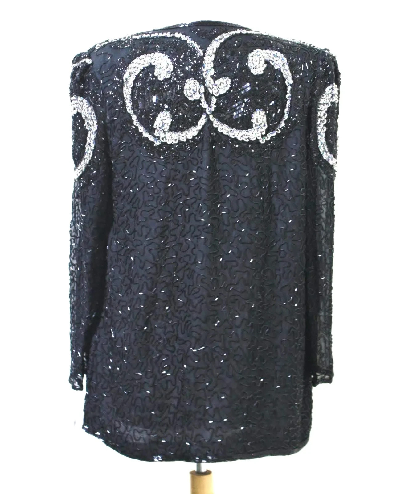 Jasdee Vintage Jacket Length 28″ LongSleeve HandWork Bead & Sequins On Silk 1171