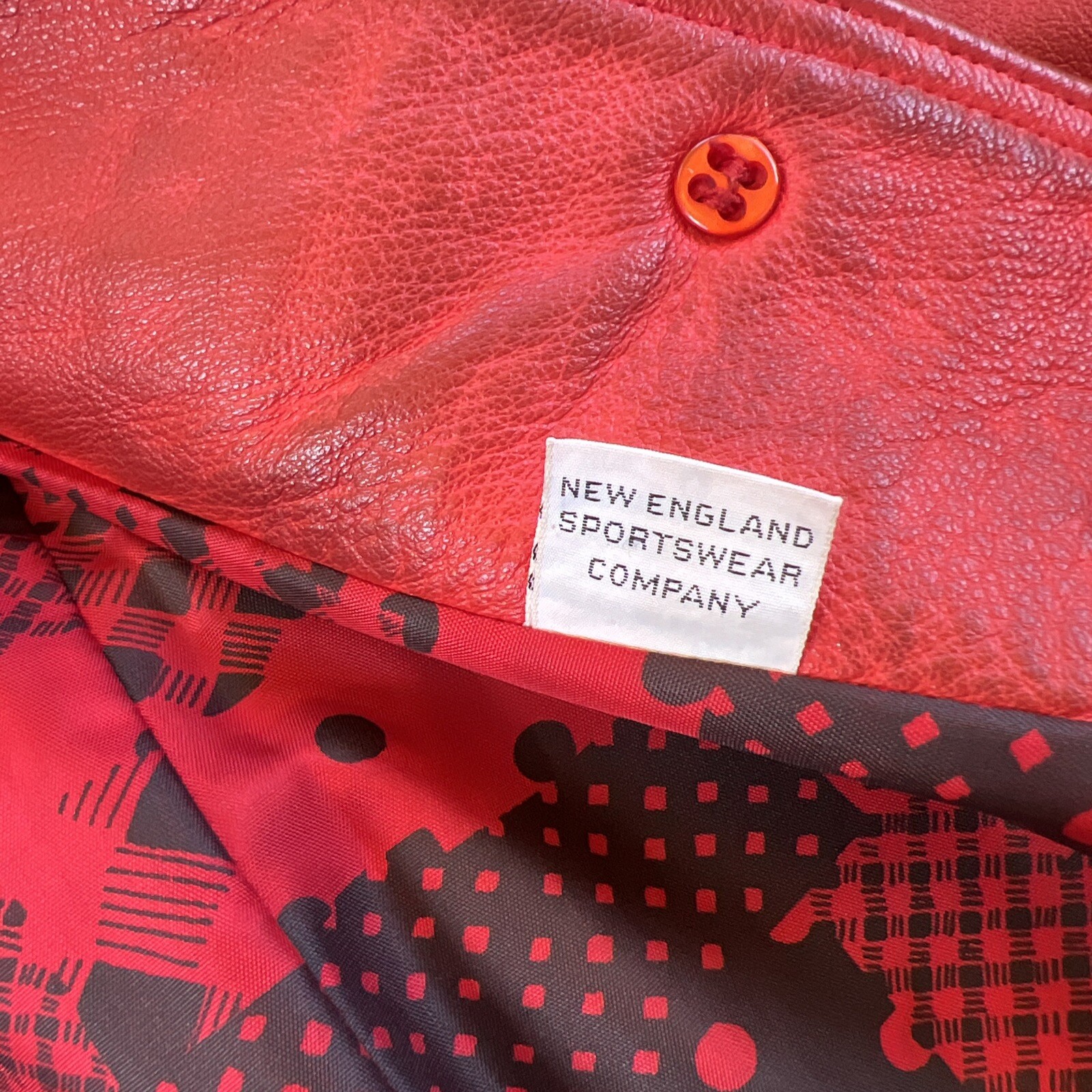 70’s Red Orange Leather Belted MOD jacket By The Parisian New England Sportswea